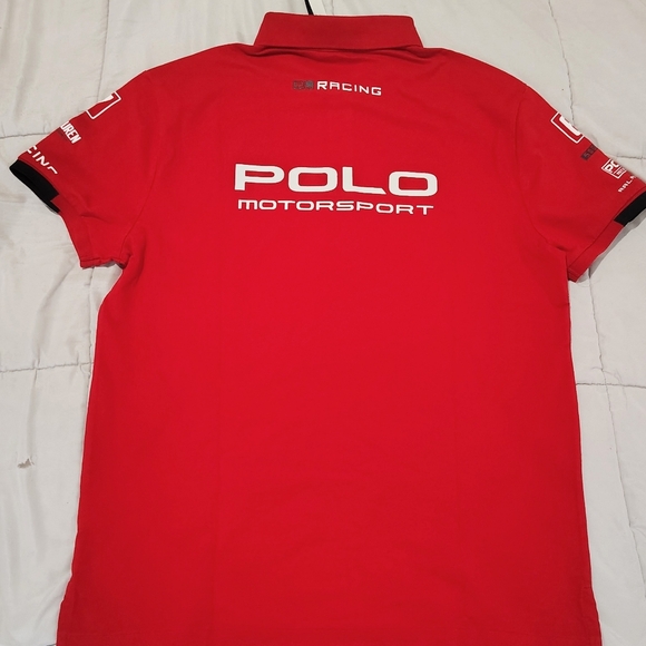 Polo Ralph Lauren RL Racing 67 Motorsport Polo Red Custom Slim Fit Size Large NW - Picture 2 of 6
